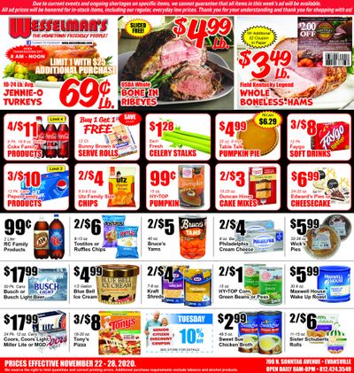 Wesselman's Thanksgiving Weekly Ad Flyer November 22 to November 28, 2020