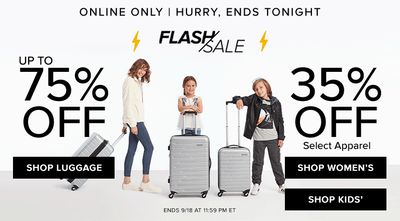 Hudson’s Bay Canada Online Flash Sale: Today, Save up to 75% Off Luggage + 35% Off Select Women’s & Kids’ Apparel