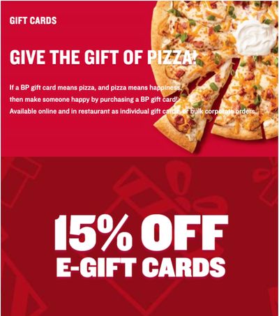 Boston Pizza Canada Black Friday 2020 Sale: Save 15% on E-Gift Cards
