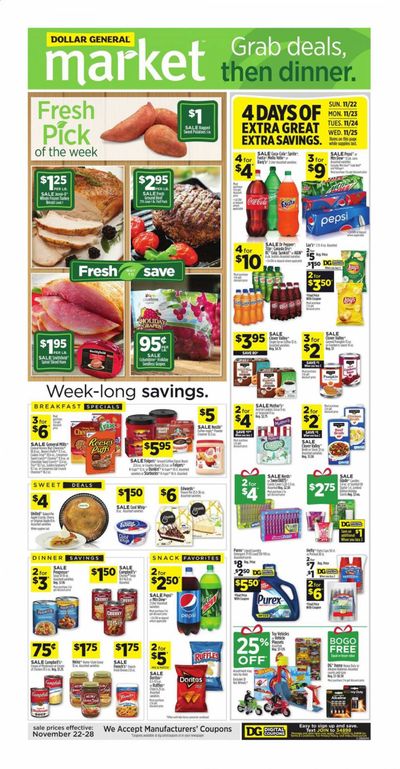 Dollar General (IN, OH) Weekly Ad Flyer November 22 to November 28