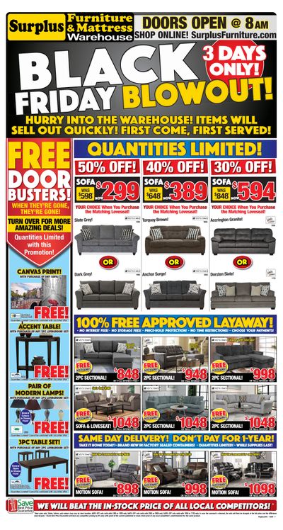 Surplus Furniture & Mattress Warehouse (Saskatoon) Flyer November 24 to 30