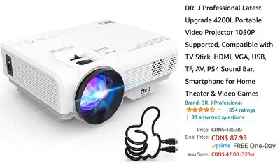 Amazon Canada Pre Black Friday Deals: Save 32% on DR. J Professional Portable Video Projector + 26% on SharkNinja Professional Blender + More HOT Offers