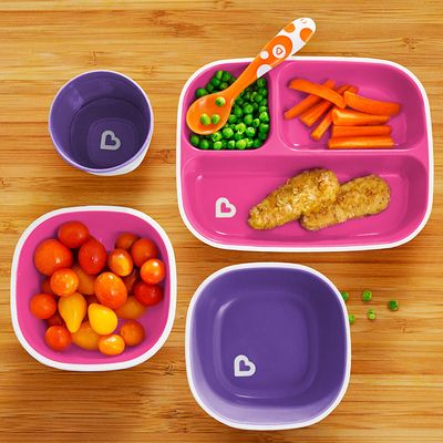 Munchkin Splash Toddler Divided Plate and Bowl Dining Set, Pink/Purple, 4 Piece On Sale for $ 12.27 at Amazon Canada