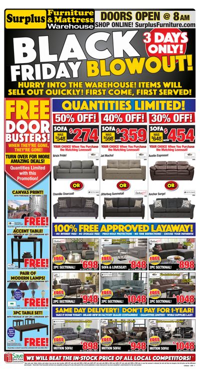 Surplus Furniture & Mattress Warehouse (Brantford) Flyer November 24 to 30