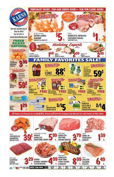 Karns Quality Foods Thanksgiving Weekly Ad Flyer November 24 to November 30, 2020