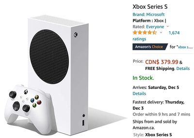 Amazon Canada Black Friday HOT Offer: Get Xbox Series S for $379.99, Hurry!