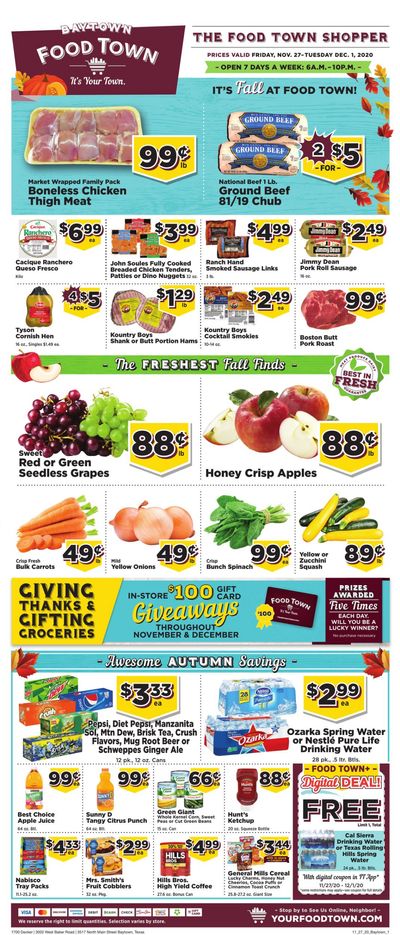 Food Town Thanksgiving Ad Flyer November 27 to December 2, 2020