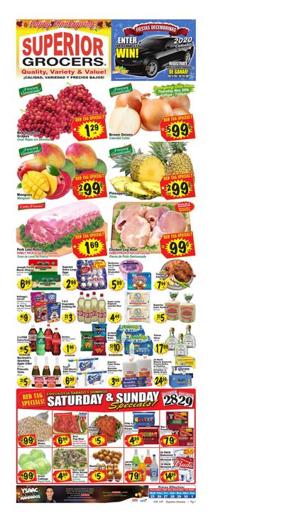 Superior Grocers Thanksgiving Ad Flyer November 25 to December 1, 2020