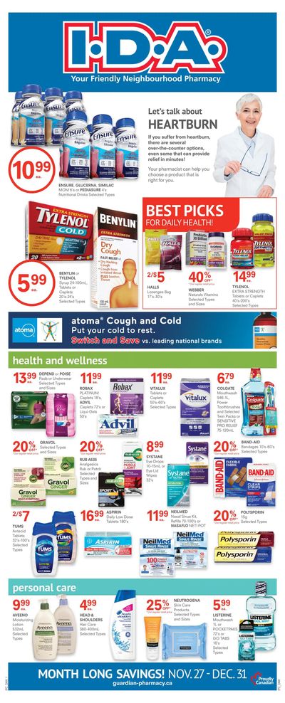 I.D.A. Pharmacy Flyer November 27 to December 31