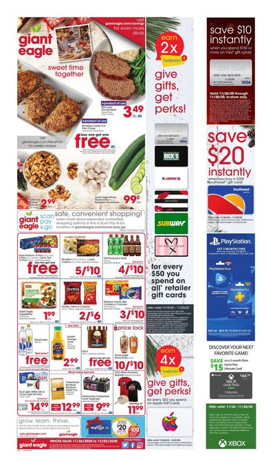 Giant Eagle Thanksgiving Weekly Ad Flyer November 26 to December 2, 2020