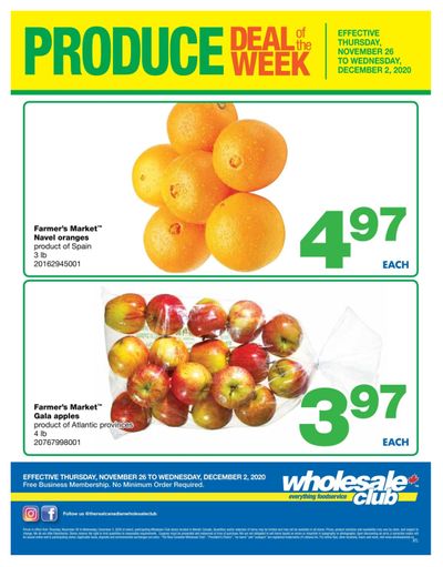 Wholesale Club (Atlantic) Produce Deal of the Week Flyer November 26 to December 2
