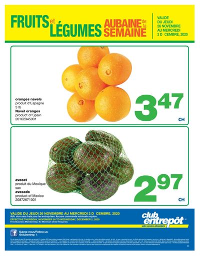 Wholesale Club (QC) Produce Deal of the Week Flyer November 26 to December 2