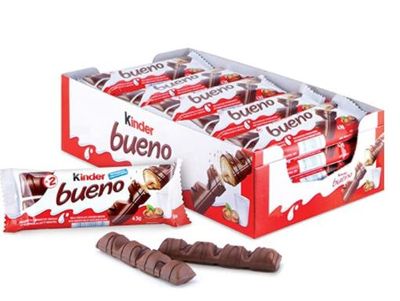 Kinder Bueno Milk Chocolate and Hazelnut Cream Candy Bar, 20 Packs, 2 Individually Wrapped Bars Per Pack For $21.23 At Amazon Canada