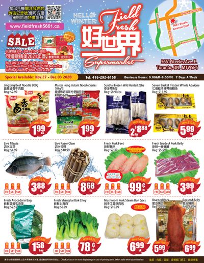 Field Fresh Supermarket Flyer November 27 to December 3