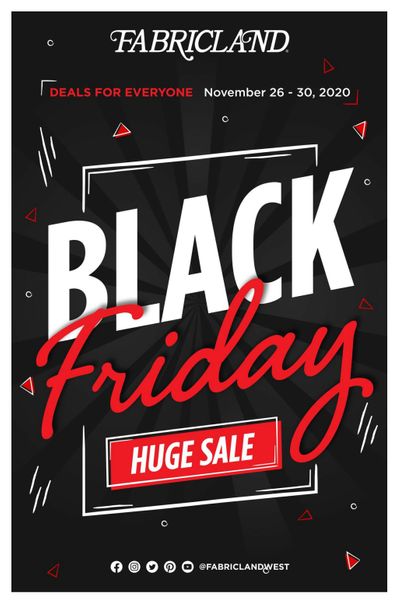 Fabricland (West) Black Friday Flyer November 26 to 30, 2020