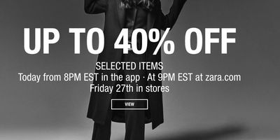 ZARA Canada Black Friday Sale: Save Up to 40% Off *Starts at 8pm Tonight*