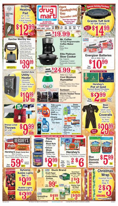 Discount Drug Mart (OH) Weekly Ad Flyer November 25 to December 1