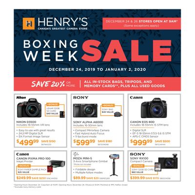 Henry's Boxing Week Sale Flyer December 24 to January 2