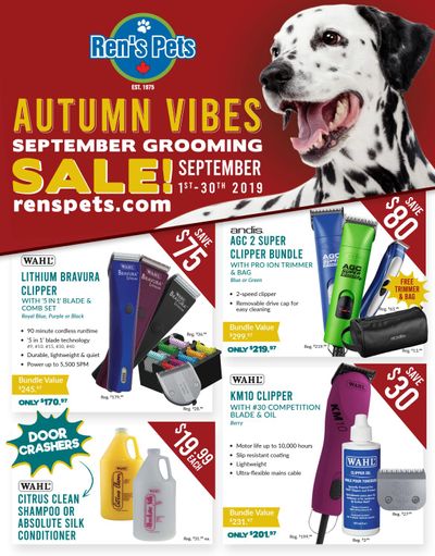Ren's Pets Depot Monthly Grooming Flyer September 1 to 30