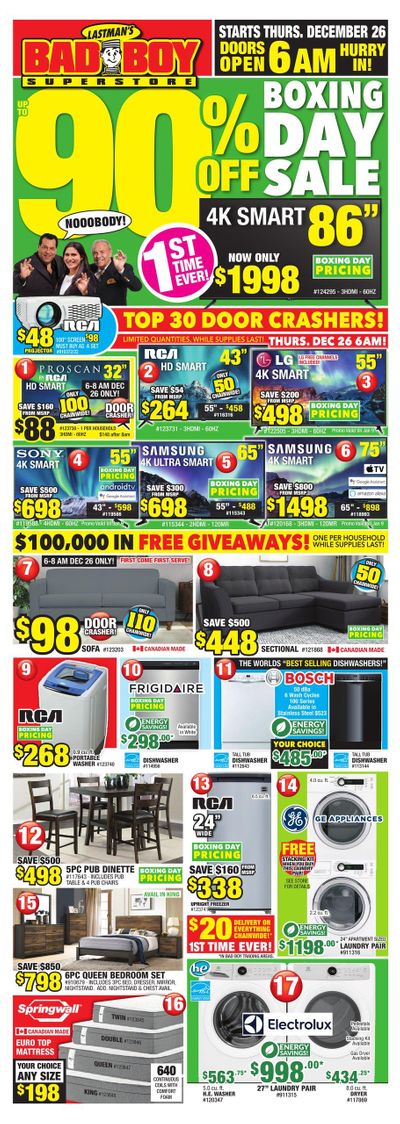 Lastman's Bad Boy Superstore 2019 Boxing Day Sale Flyer December 25 to January 15