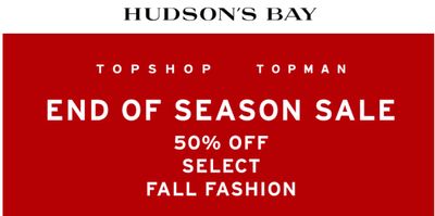 Hudson’s Bay Canada Topshop & Topman End of Season Sale: Save 50% off Fall Fashion + Boxing Week Warm Up Sale