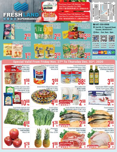 FreshLand Supermarket Flyer November 27 to December 3