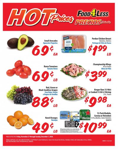 Food 4 Less (IL) Weekly Ad Flyer November 27 to December 1