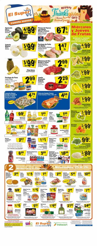 El Super (AZ, CA, NM, NV, TX) Weekly Ad Flyer November 25 to December 1