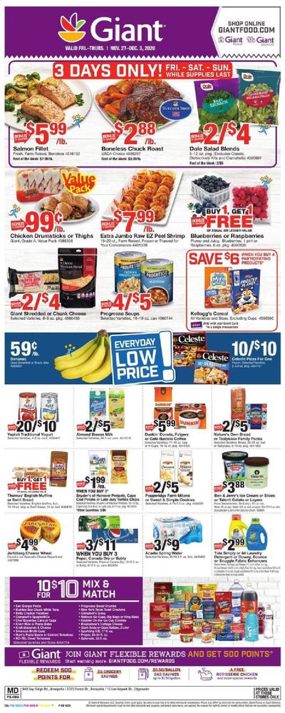 Giant Food Weekly Ad Flyer November 27 to December 3
