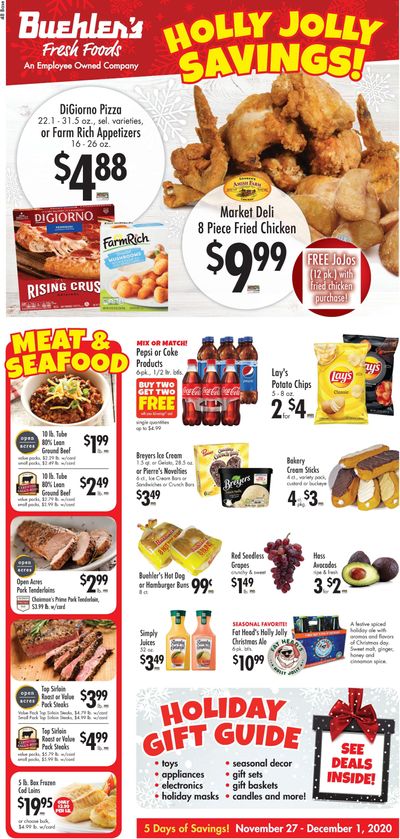 Buehler's Fresh Foods 5 Day Sale Ad Flyer November 27 to December 1, 2020