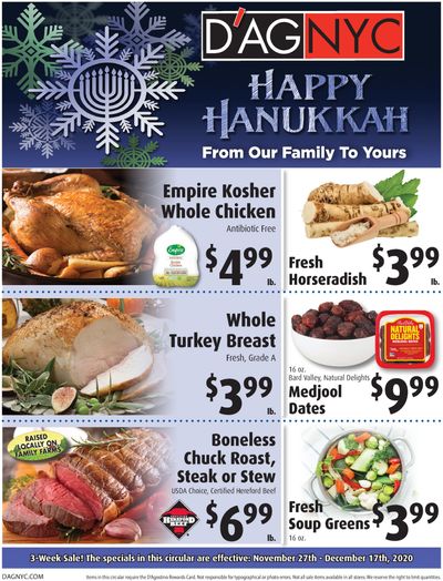 D'Agostino Hanukkah Special Ad Flyer November 27 to December 17, 2020