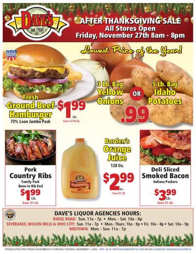 Dave's Markets 5 Day Sale Ad Flyer November 27 to December 1, 2020