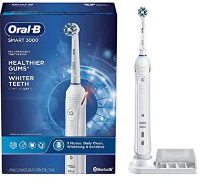 Oral-B Pro 3000 3D White Electric Power Rechargeable Battery Toothbrush and Bluetooth Connectivity with 3D White Refill Heads, Powered by Braun (Packaging May Vary) For $69.99 At Amazon Canada