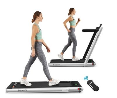 Superfit 2.25HP 2 in 1 Folding Treadmill / Walking Pad with Bluetooth Speaker and Remote Control - Silver For $539.99 At Best Buy Canada