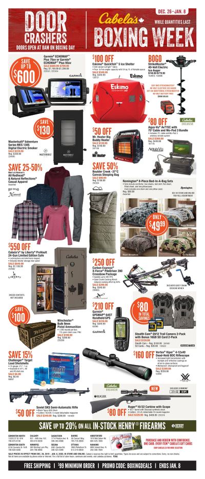 Cabela's 2019 Boxing Week Flyer December 26 to January 8