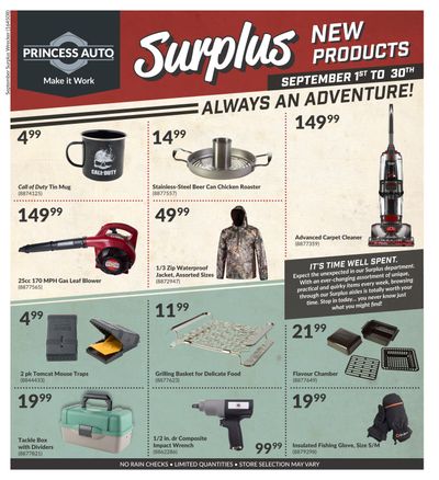 Princess Auto New Surplus Items Flyer September 1 to 30