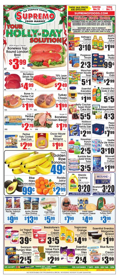 Supremo Food Market Weekly Ad Flyer November 28 to December 11, 2020