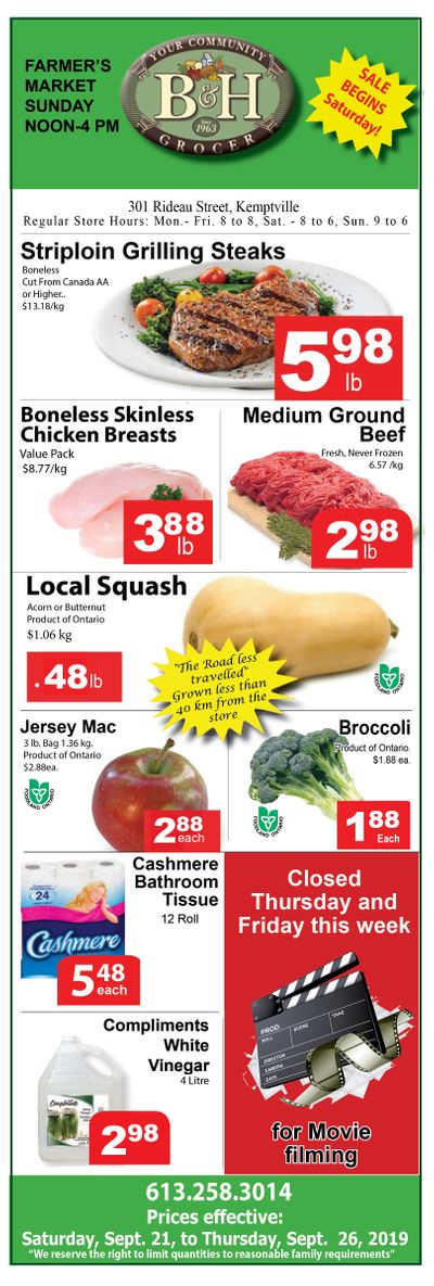 B&H Your Community Grocer Flyer September 20 to 26