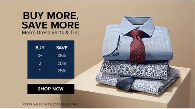 Hudson’s Bay Canada Sale: Buy More, Save More, Save 25% – 35% off Dress Shirts & Ties