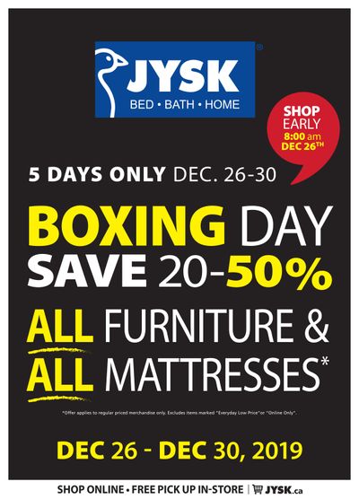 JYSK (West) Boxing Week Flyer December 26 to 30