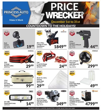 Princess Auto Price Wrecker Flyer December 1 to 31