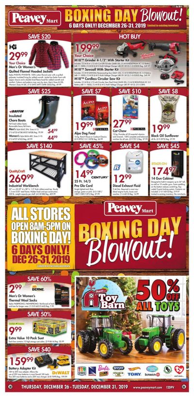 Peavey Mart Boxing Day Blowout Flyer December 26 to 31