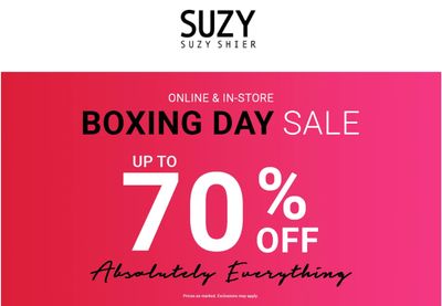 Suzy Shier Canada Boxing Day Sale: Save up to 70% off Absolutely Everything!