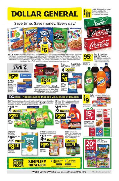Dollar General (AL, AR, IA, LA, MI, NY, OH, OK, PA) Weekly Ad Flyer November 29 to December 5