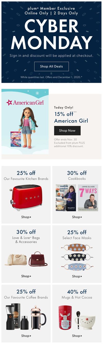 Chapters Indigo Cyber Monday Online Deals November 30 and December 1