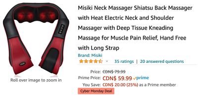 Amazon Canada Cyber Monday Deals: 25% on Misiki Neck Massager + 36% on ire TV Stick 4K +  32% on iCODIS Book & Document Camera + 56% on Wireless Earbuds + More HOT Offers