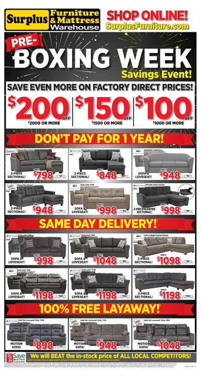Surplus Furniture & Mattress Warehouse (Thunder Bay) Flyer December 1 to 21