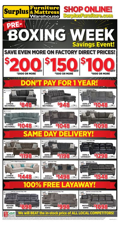 Surplus Furniture & Mattress Warehouse (Saskatoon) Flyer December 1 to 21