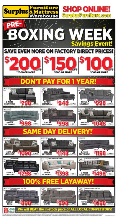 Surplus Furniture & Mattress Warehouse (Edmonton) Flyer December 1 to 21