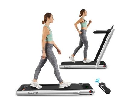 Superfit 2.25HP 2 in 1 Folding Treadmill / Walking Pad with Bluetooth Speaker and Remote Control - Silver For $539.99 At Best Buy Canada